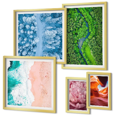 Parede galeria de quadros paisagens verdes naturais