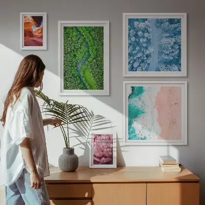 Galeria de quadros para parede com paisagens verdes naturais