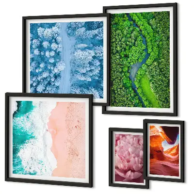 Galeria de quadros para parede com paisagens verdes naturais