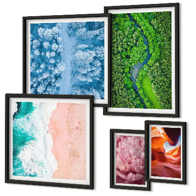 Parede galeria de quadros paisagens verdes naturais