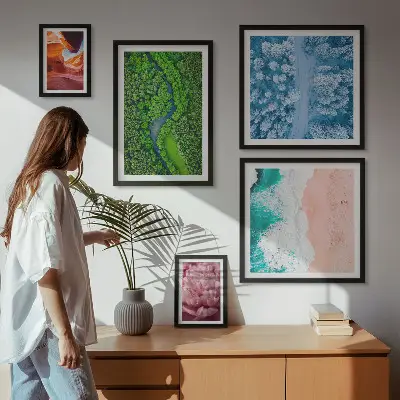 Galeria de quadros para parede com paisagens verdes naturais