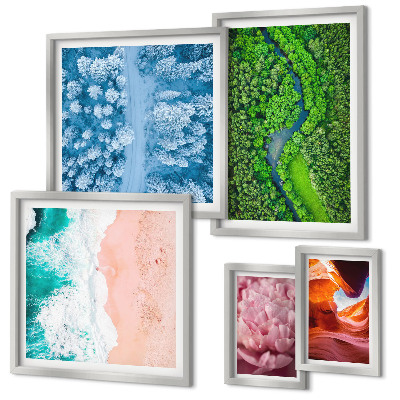 Parede galeria de quadros paisagens verdes naturais