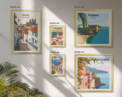 Conjunto de 5 quadros com moldura Cidades pitorescas da Europa
