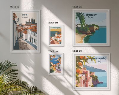 Conjunto de 5 quadros com moldura Cidades pitorescas da Europa