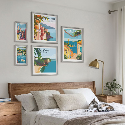 Conjunto de 5 quadros decorativos Paisagens de cidades europeias