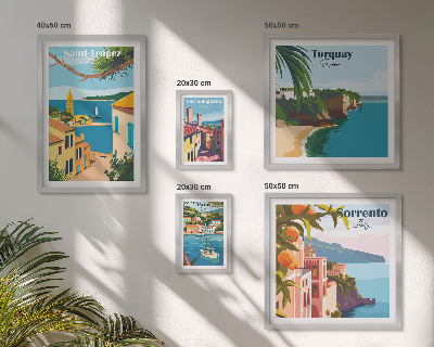Conjunto de 5 quadros decorativos Paisagens de cidades europeias