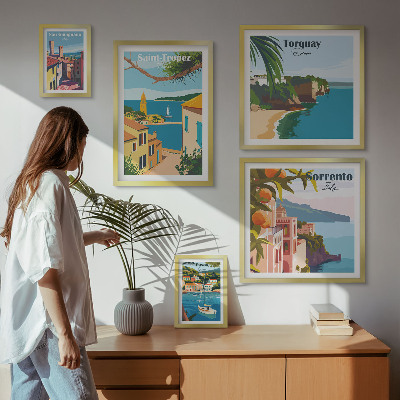 Conjunto de 5 quadros decorativos Paisagens de cidades europeias