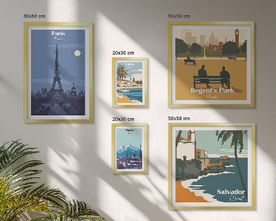 Parede galeria de quadros cidades icônicas retrô europeias