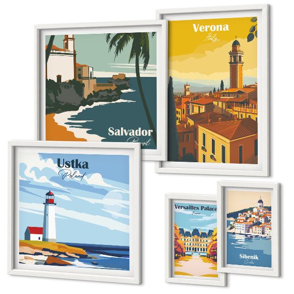 Galeria de parede Paisagens urbanas com lanternas