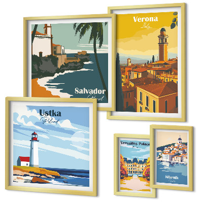 Galeria de parede Paisagens urbanas com lanternas