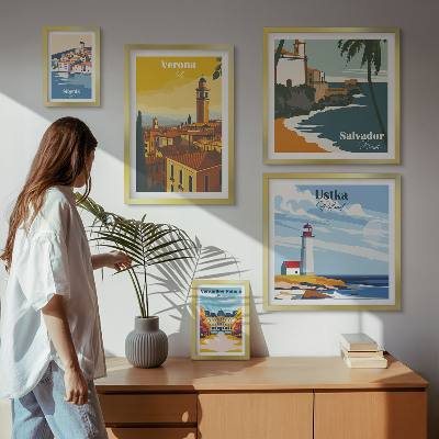 Galeria de parede Paisagens urbanas com lanternas