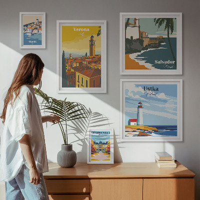 Galeria de parede Paisagens urbanas com lanternas