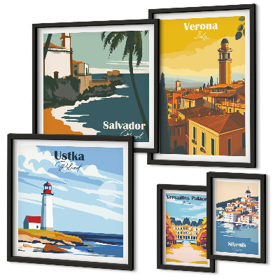 Galeria de parede Paisagens urbanas com lanternas