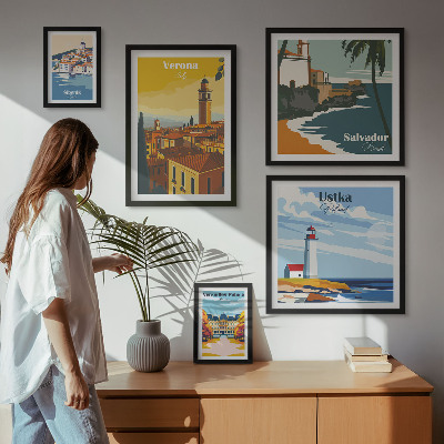 Galeria de parede Paisagens urbanas com lanternas
