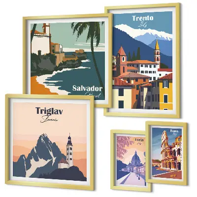 Galeria de quadros para parede com paisagens urbanas europeias