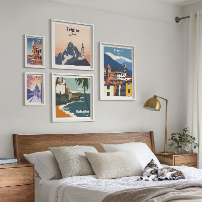 Parede galeria de quadros paisagens urbanas europeias
