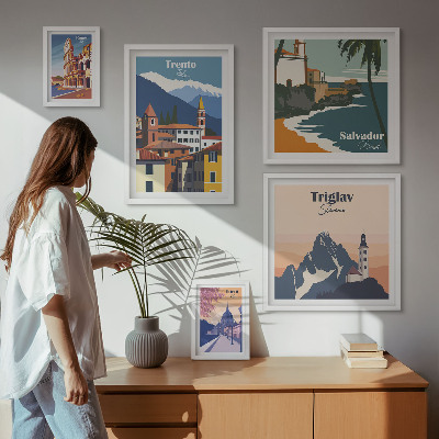 Parede galeria de quadros paisagens urbanas europeias