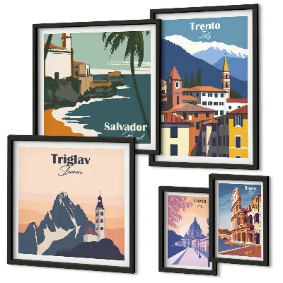 Galeria de quadros para parede com paisagens urbanas europeias