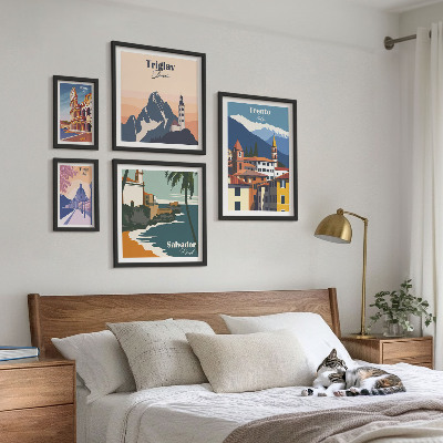 Parede galeria de quadros paisagens urbanas europeias