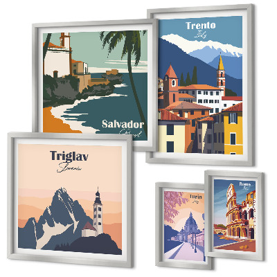 Parede galeria de quadros paisagens urbanas europeias