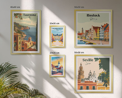 Conjunto de 5 quadros decorativos Paisagens de cidades europeias