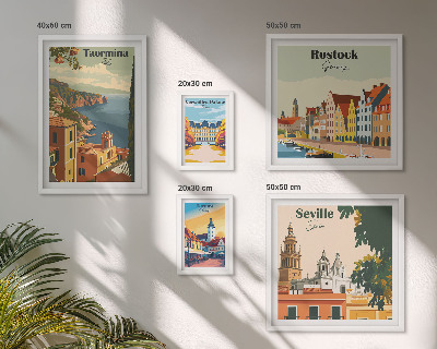 Conjunto de 5 quadros decorativos Paisagens de cidades europeias