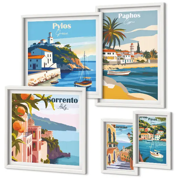 Galeria de quadros para parede com paisagens marítimas de cidades europeias