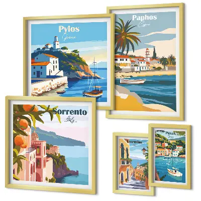 Galeria de quadros para parede com paisagens marítimas de cidades europeias