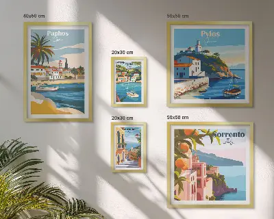 Galeria de quadros para parede com paisagens marítimas de cidades europeias