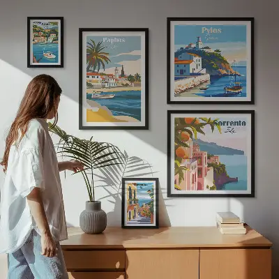 Galeria de quadros para parede com paisagens marítimas de cidades europeias