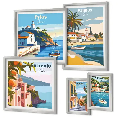 Galeria de quadros para parede com paisagens marítimas de cidades europeias