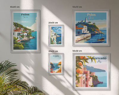 Conjunto de 5 quadros com moldura Paisagens das ilhas gregas