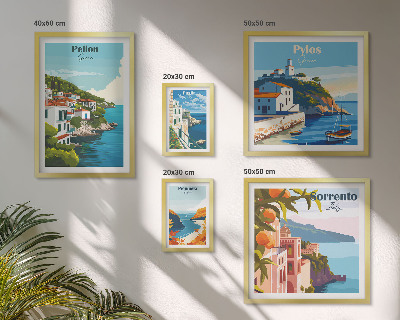 Conjunto de 5 quadros com moldura Paisagens das ilhas gregas