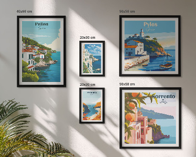 Conjunto de 5 quadros com moldura Paisagens das ilhas gregas