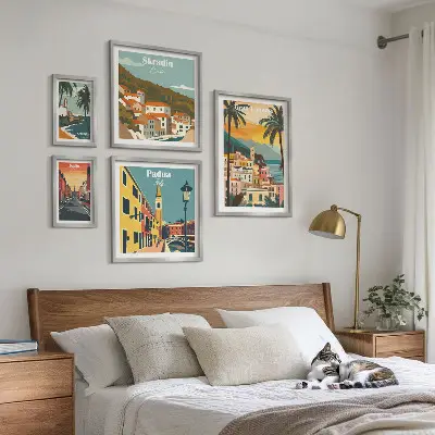 Galeria de quadros de parede com paisagens de cidades europeias
