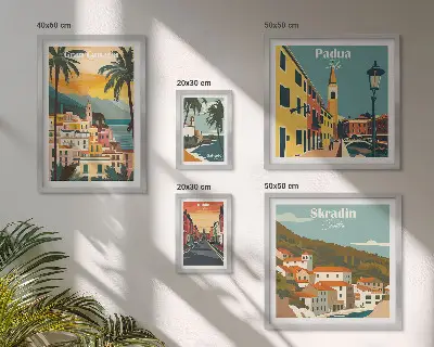 Galeria de quadros de parede com paisagens de cidades europeias