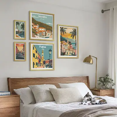 Galeria de quadros de parede com paisagens de cidades europeias
