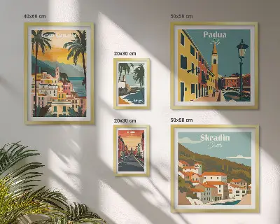 Galeria de quadros de parede com paisagens de cidades europeias