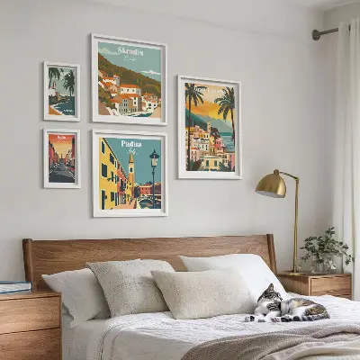 Galeria de quadros de parede com paisagens de cidades europeias