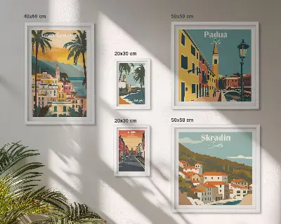 Galeria de quadros de parede com paisagens de cidades europeias