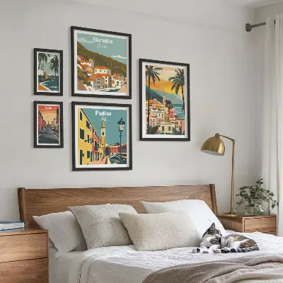 Galeria de quadros de parede com paisagens de cidades europeias