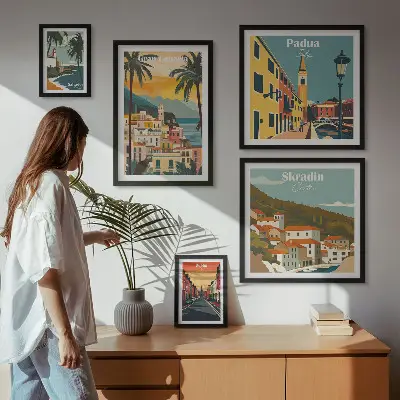 Galeria de quadros de parede com paisagens de cidades europeias