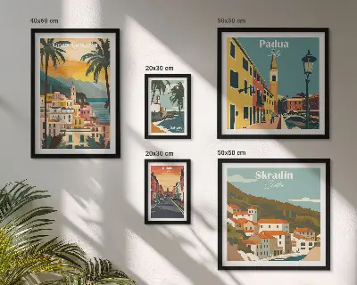 Galeria de quadros de parede com paisagens de cidades europeias