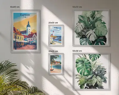 Conjunto de 5 quadros com moldura com estampas da flora das cidades costeiras polonesas