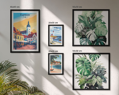 Conjunto de 5 quadros com moldura flora das cidades costeiras polonesas