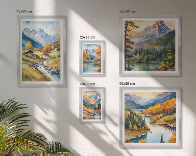Parede galeria de quadros Paisagens montanhosas do vale do rio
