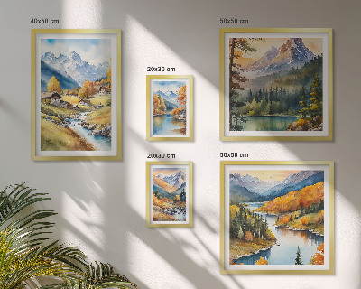 Parede galeria de quadros Paisagens montanhosas do vale do rio