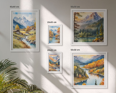 Parede galeria de quadros Paisagens montanhosas do vale do rio