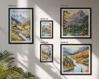 Parede galeria de quadros Paisagens montanhosas do vale do rio