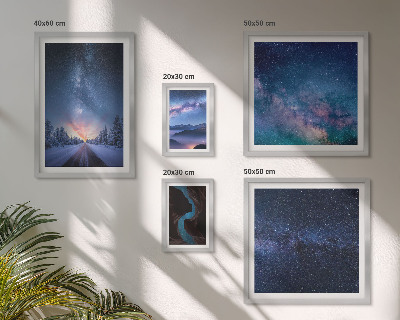 Conjunto de 5 quadros decorativos Paisagens noturnas cósmicas